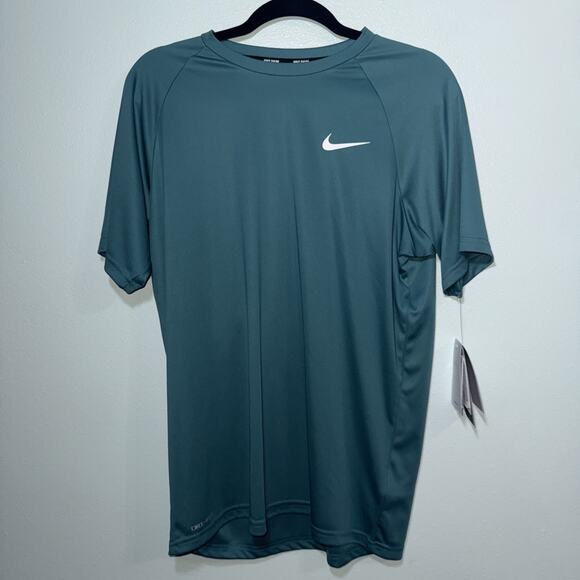 Nike Swim Shirt Dri-Fit UPF 40+ Short Sleeve Crew Neck Blue Mens Med NWT - Picture 1 of 4